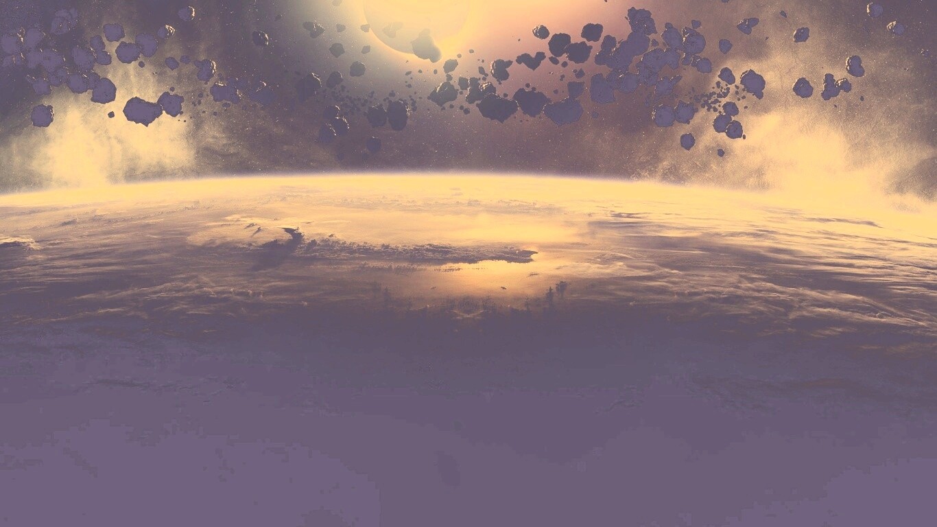 Пояс астероидов над планетой обои