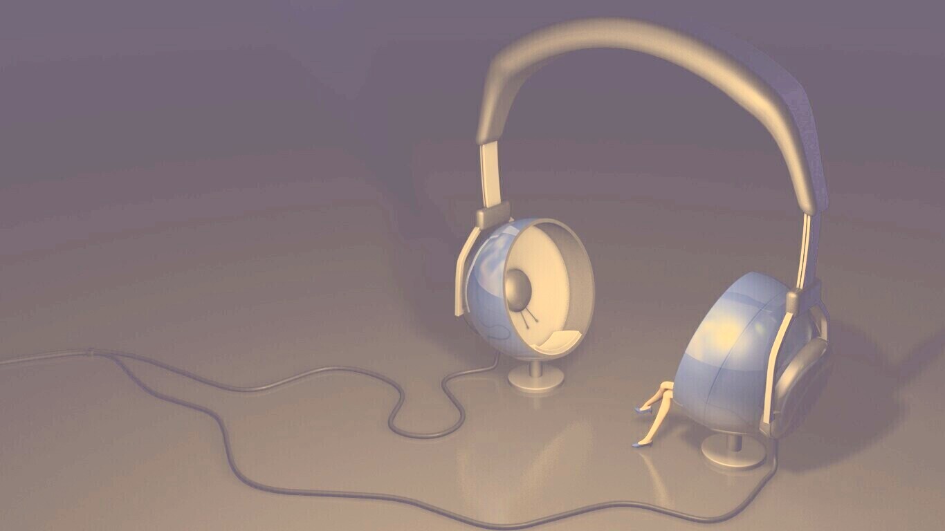 Девушка в наушниках обои