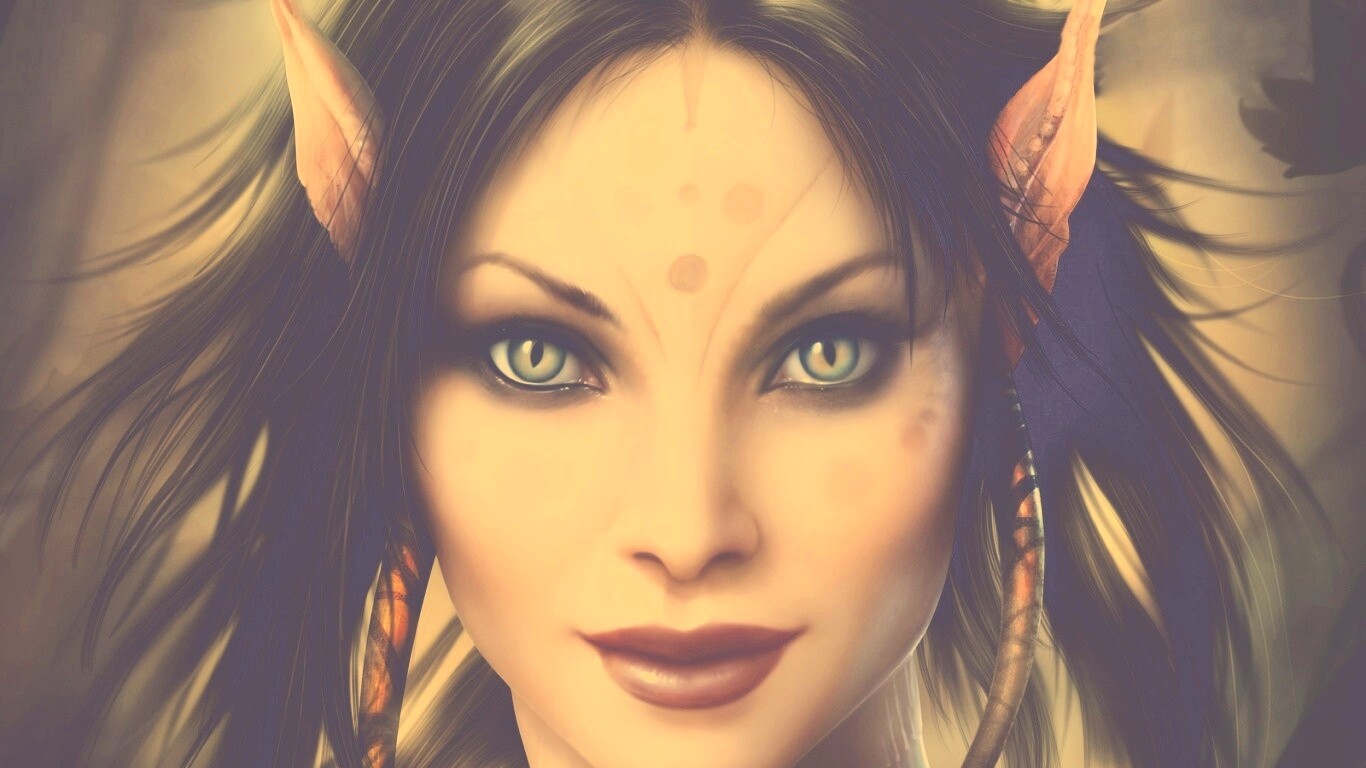 Эльфийка с кошачьими глазами обои