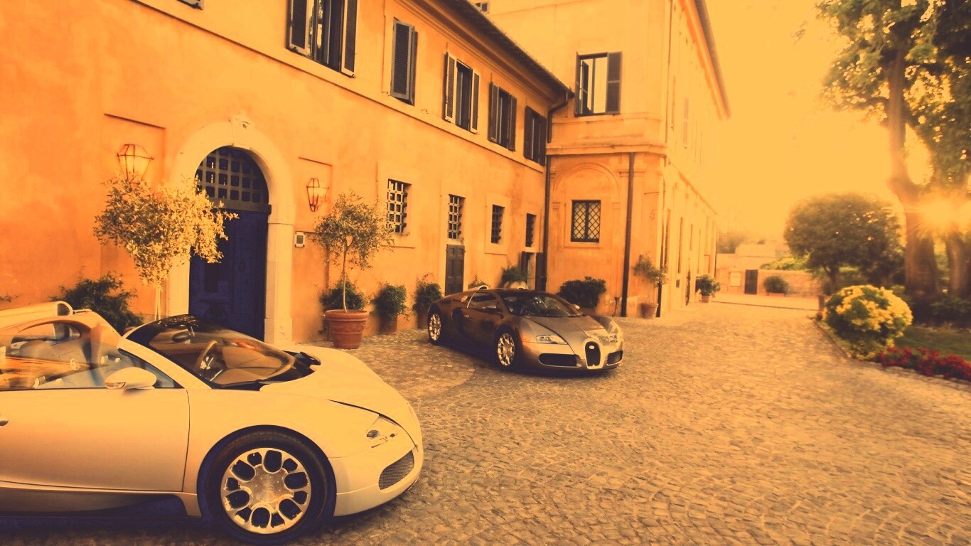 Два Бугатти у дома обои