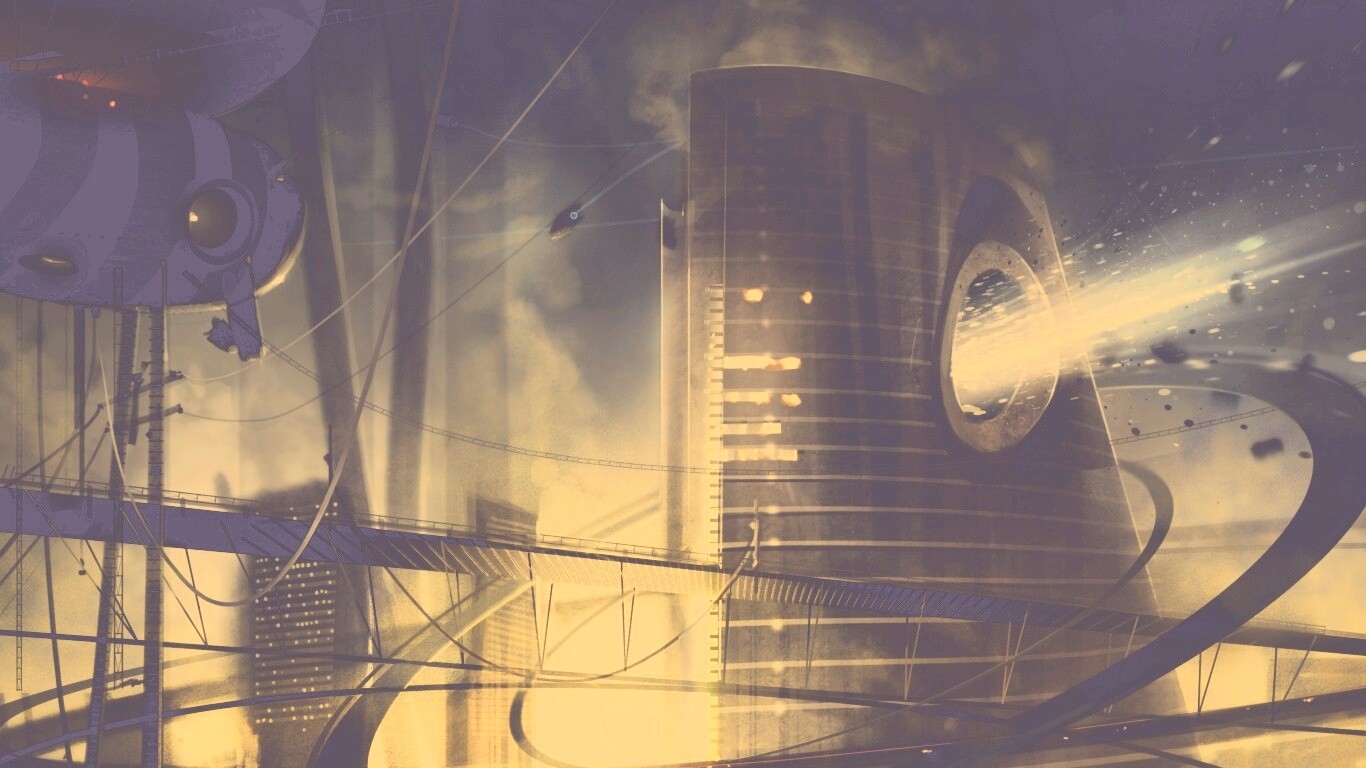 Выброс в городе будущего обои