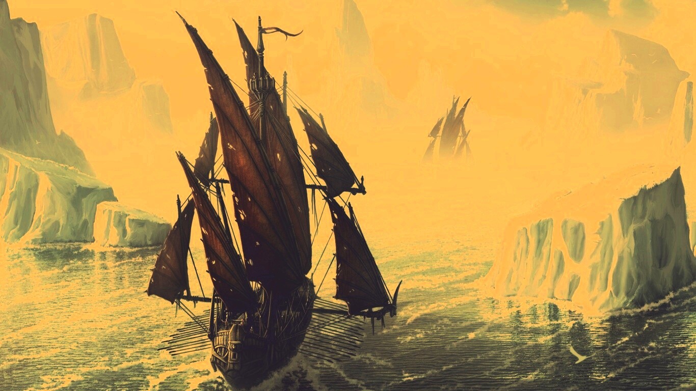 Корабли во льдах обои