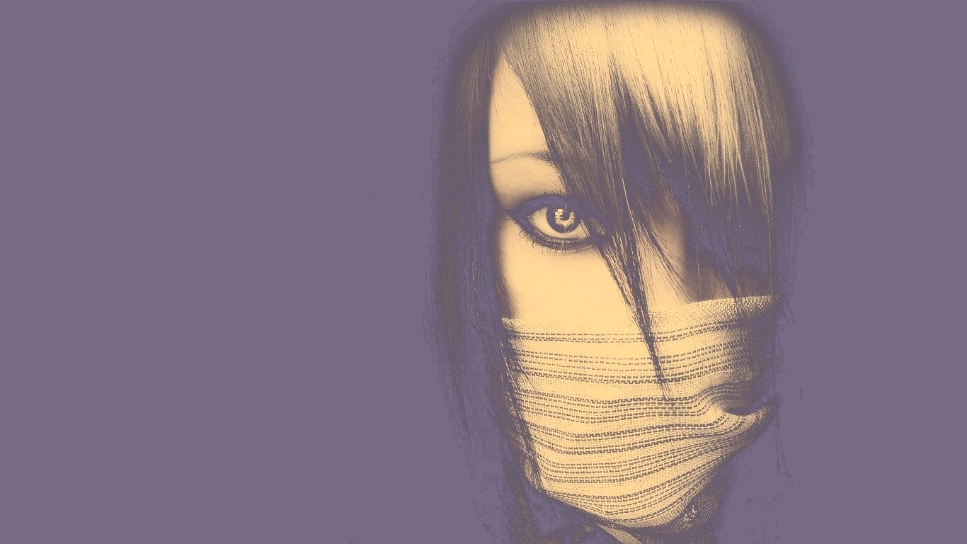 Девушка с закрытым ртом обои