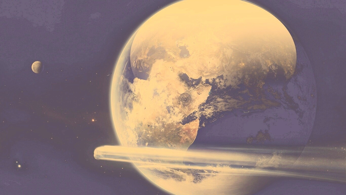 Метеорит пролетает мимо Земли обои