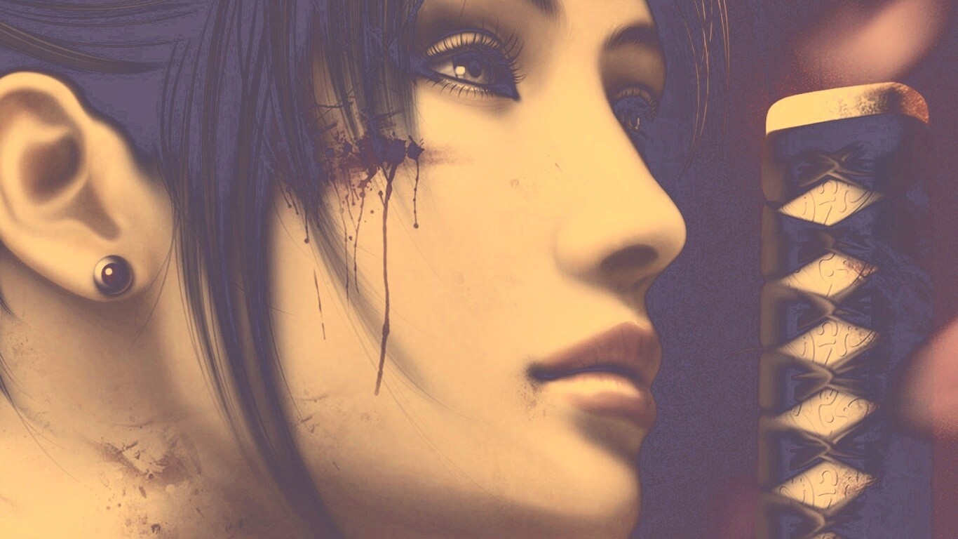 Японка с катаной обои