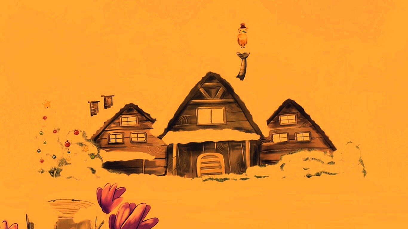 Деревня в новый год обои