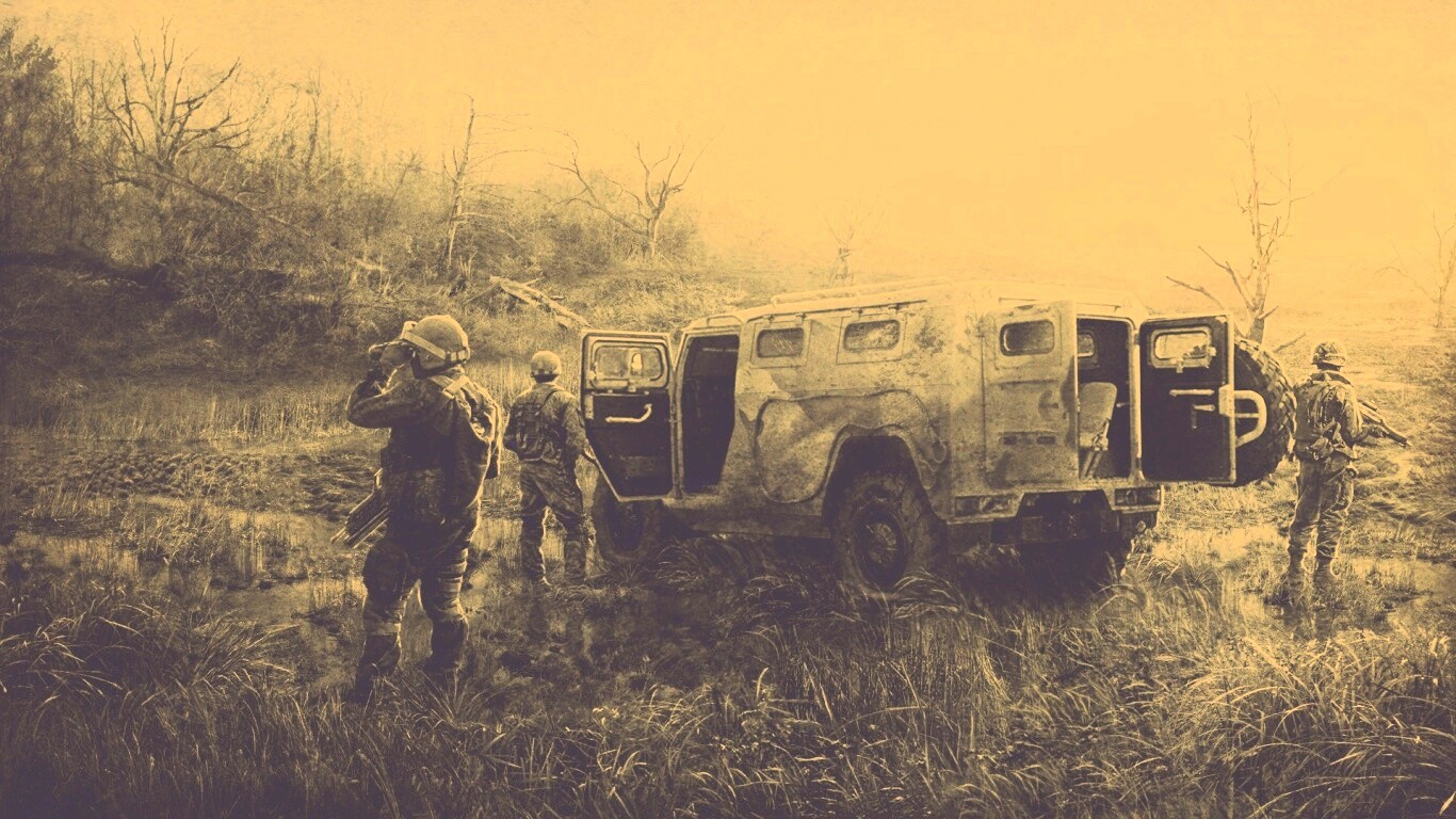 Солдаты из сталкера на болоте обои
