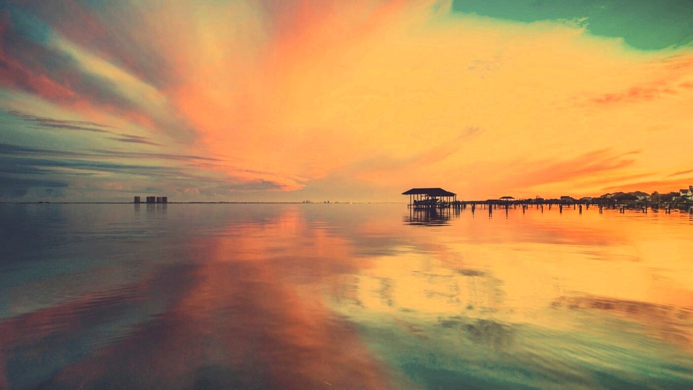 Прекрасный океанский закат обои