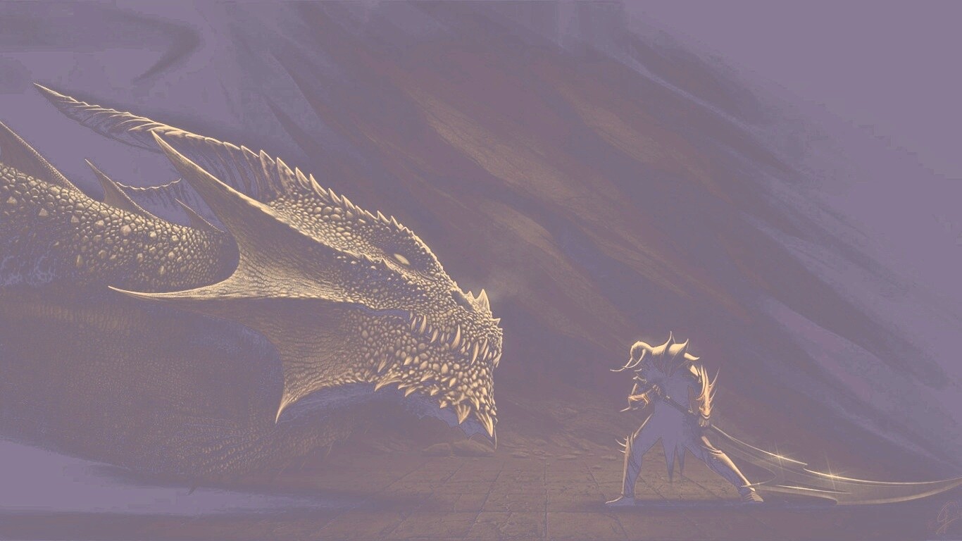 Дракон и воин обои