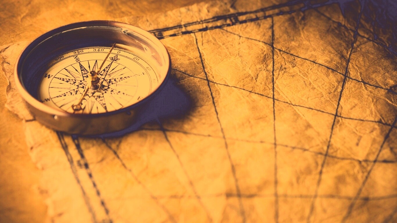 Компас и старая карта обои