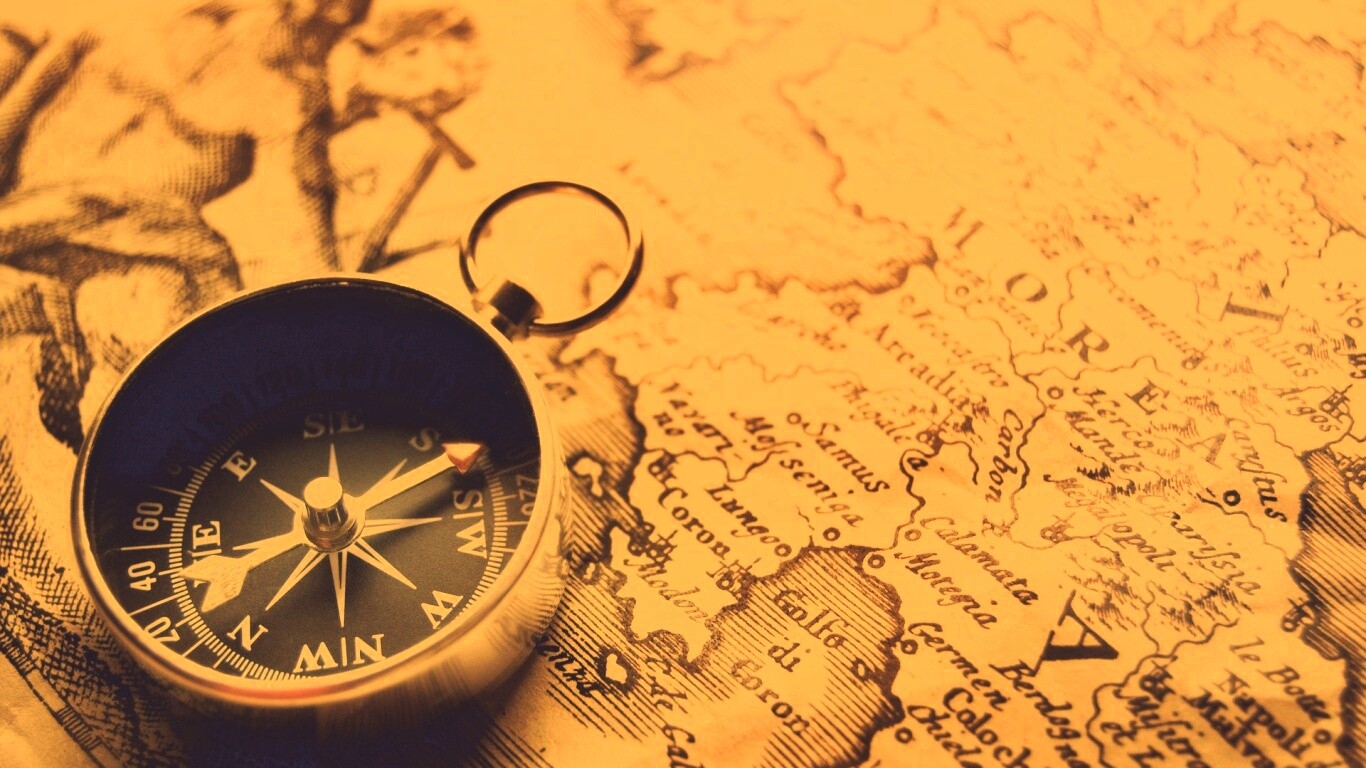 Компас и карта обои