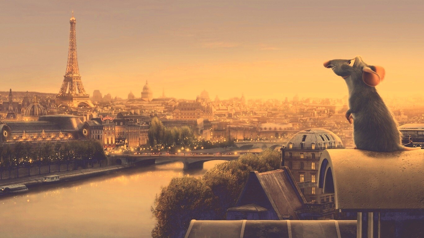 Рататуй на фоне Парижа обои