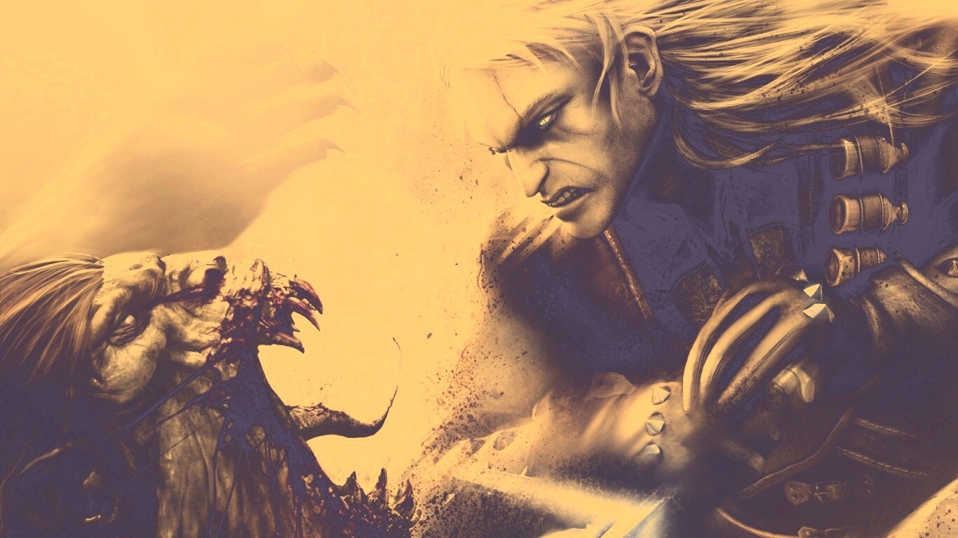 Ведьмак против  стрыги обои