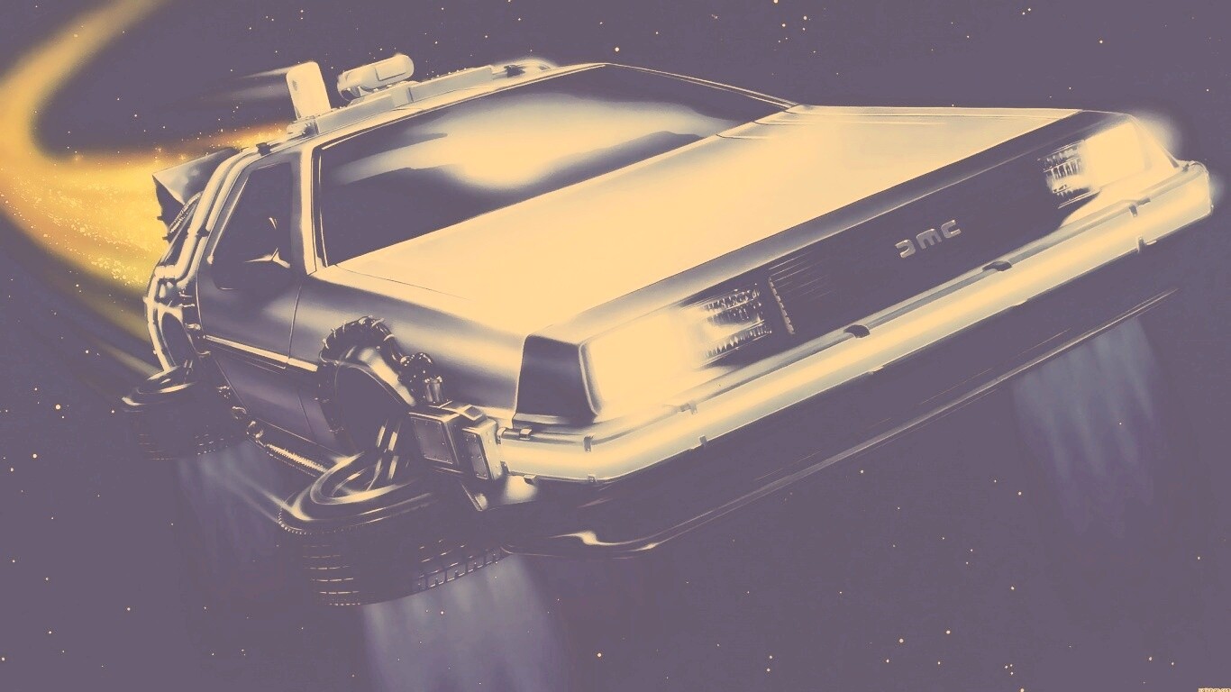 Летающий Делореан обои