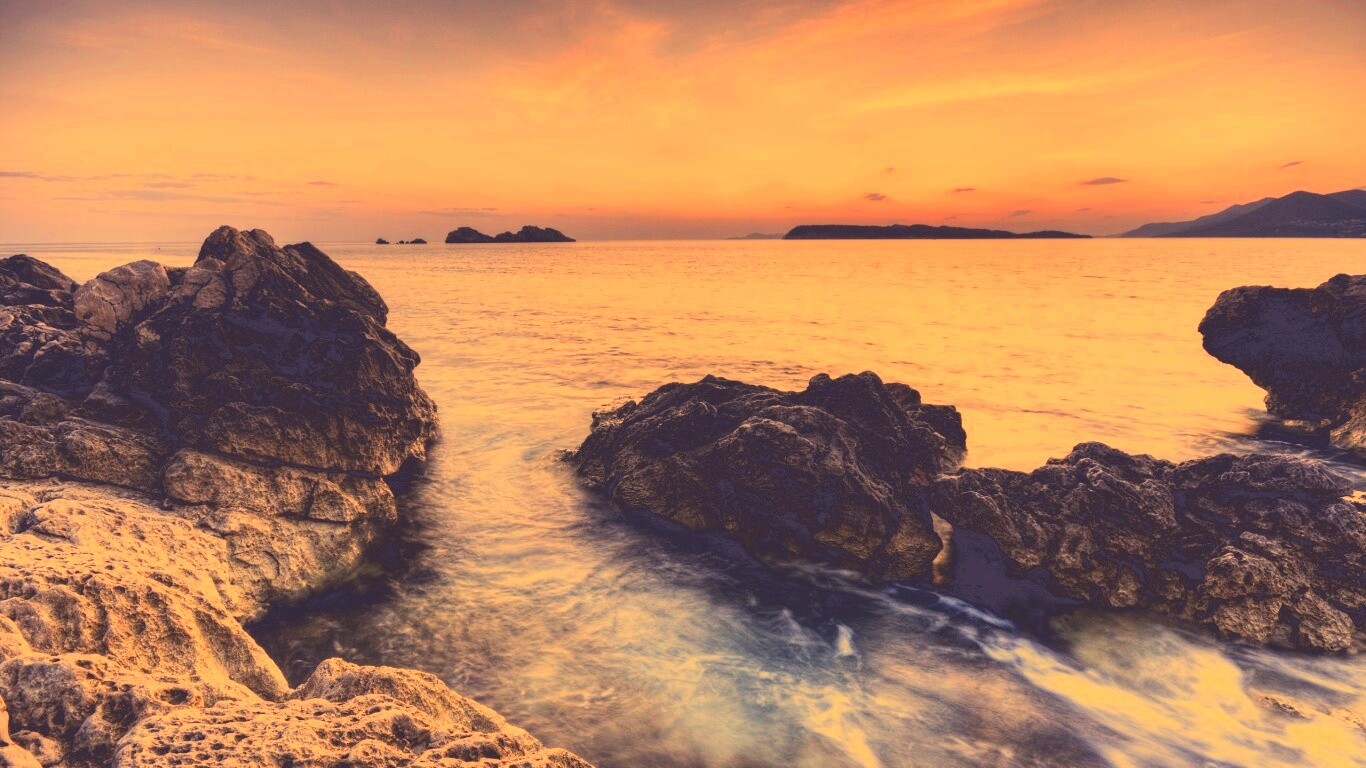 Закат на море обои