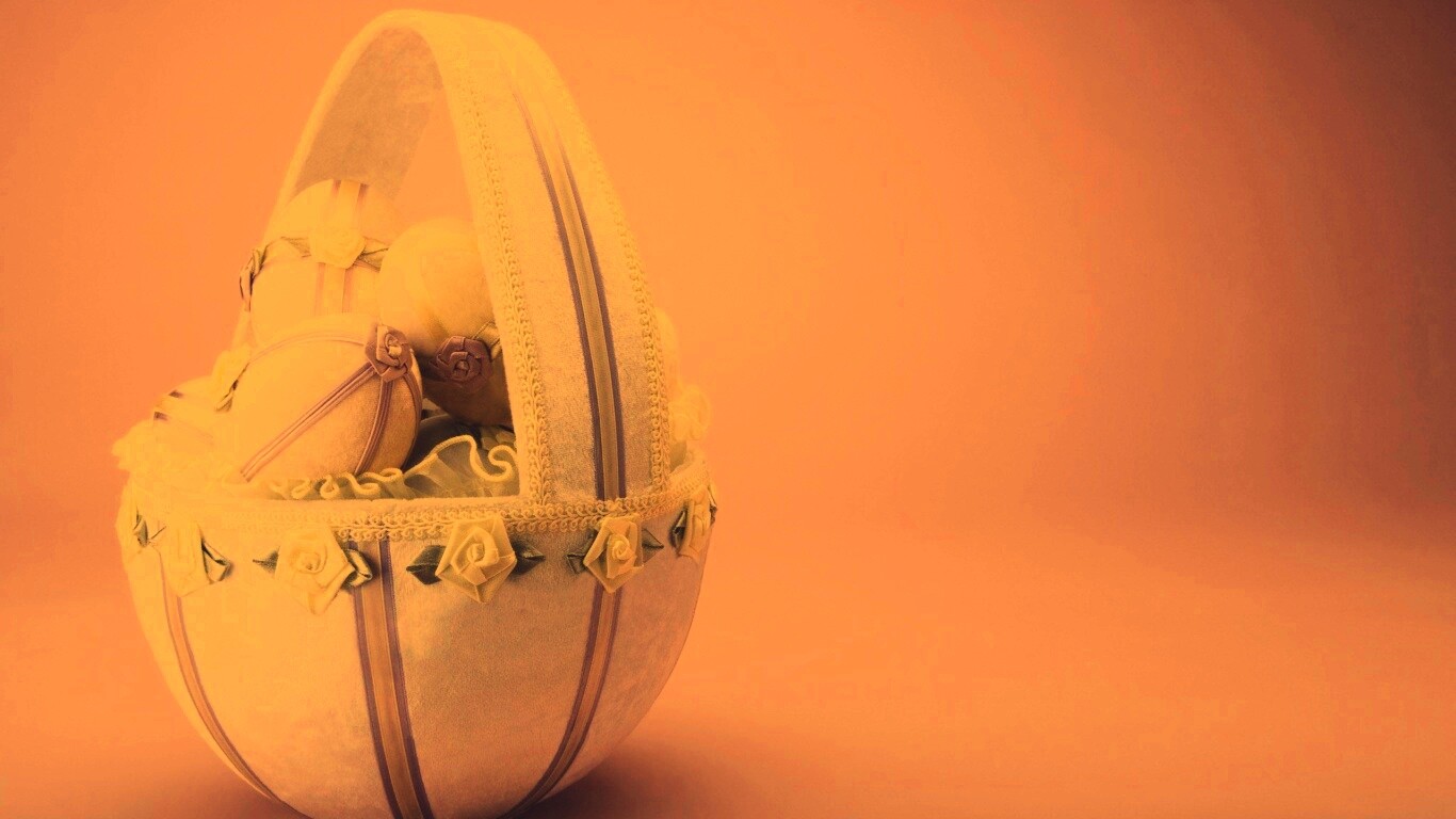 Пасхальная корзина с яйцами обои