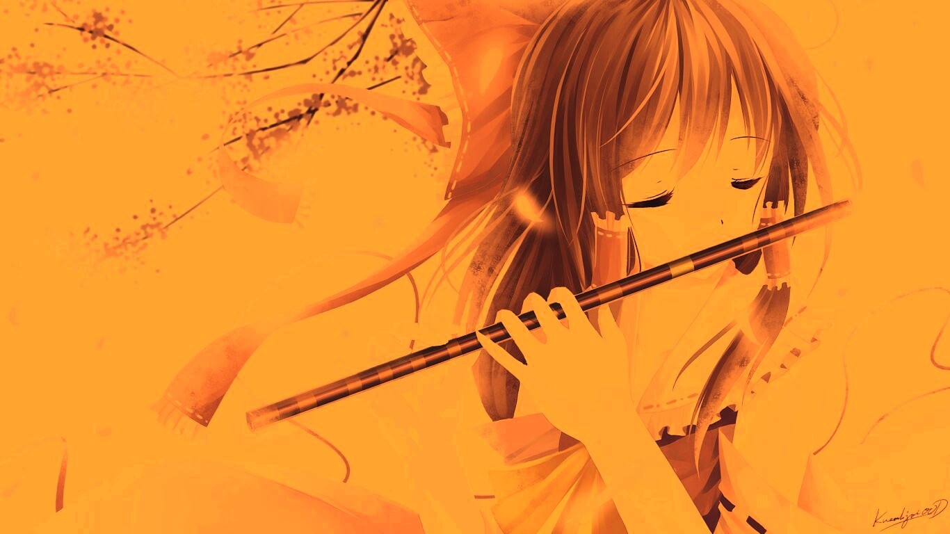 Девочка играет на флейте обои