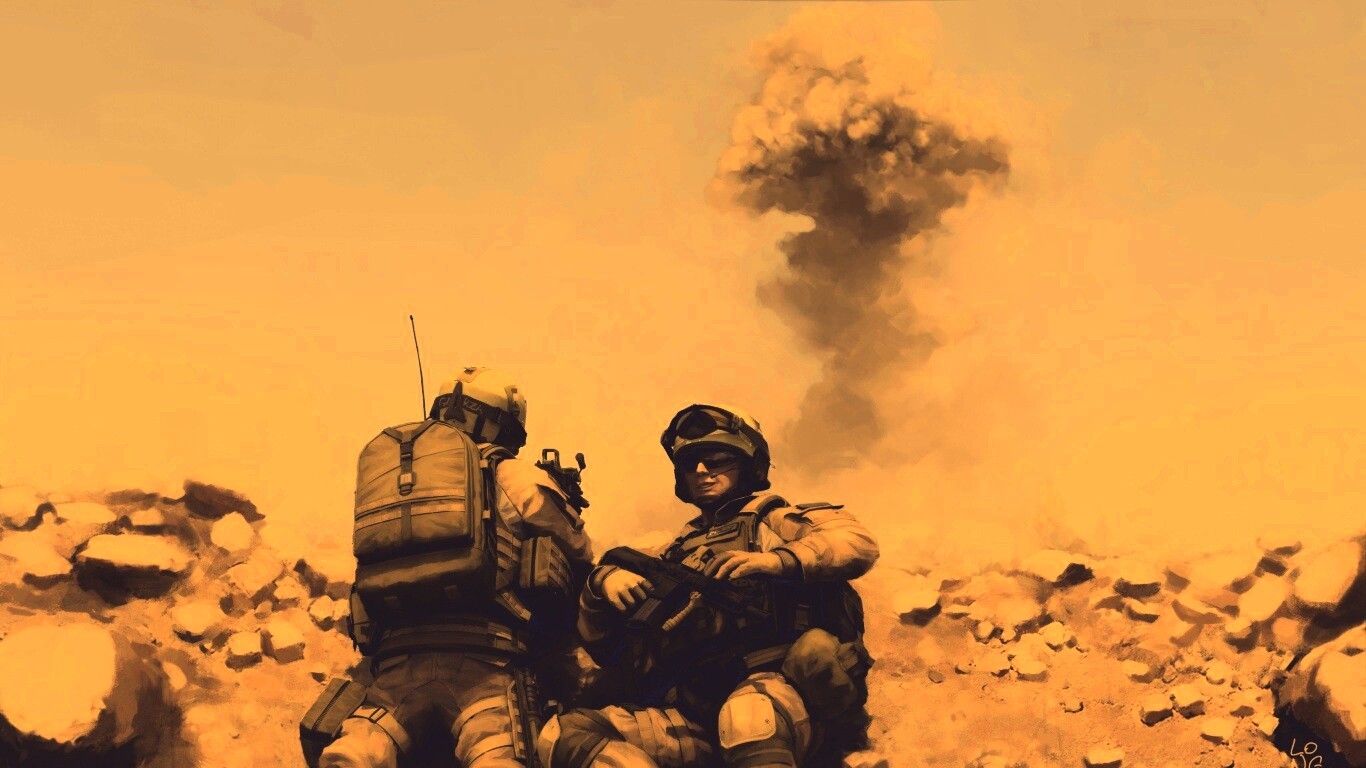 Солдаты в пустыне обои