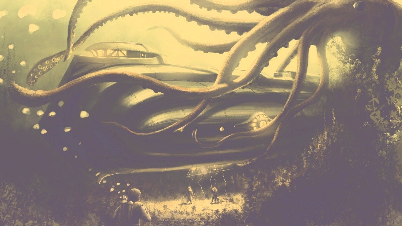 Наутилус в плену щупалец обои