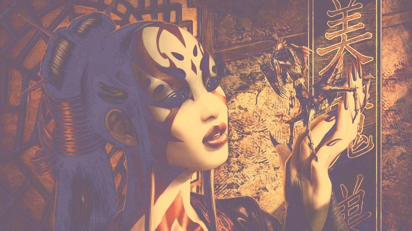 Девушка и богомол обои