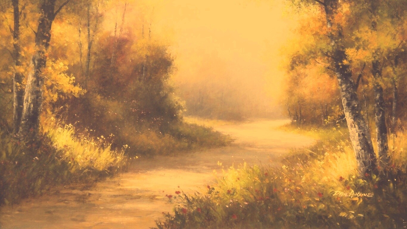 Рисунок лесной дороги обои