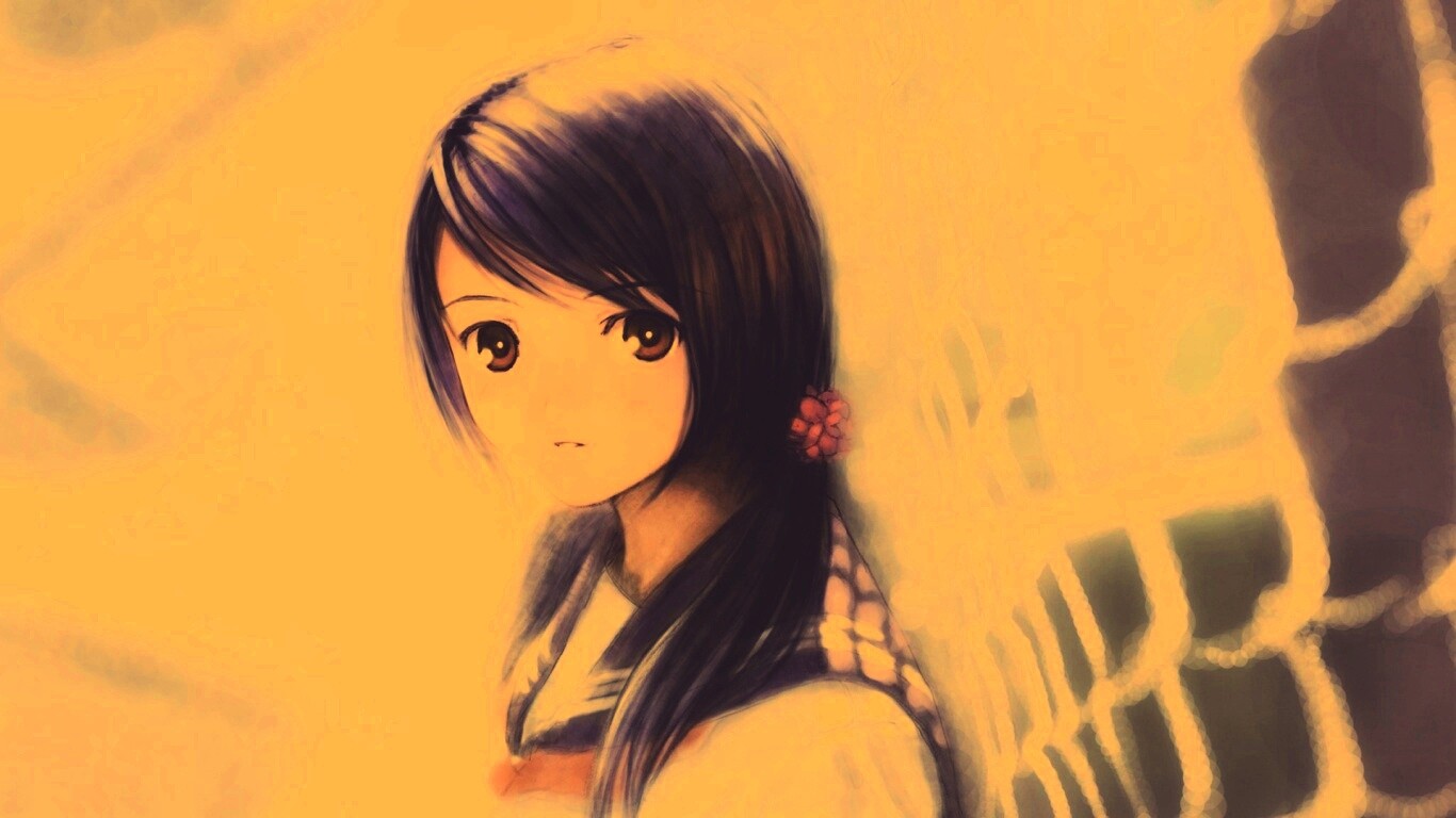 Девочка у сетчатого забора обои