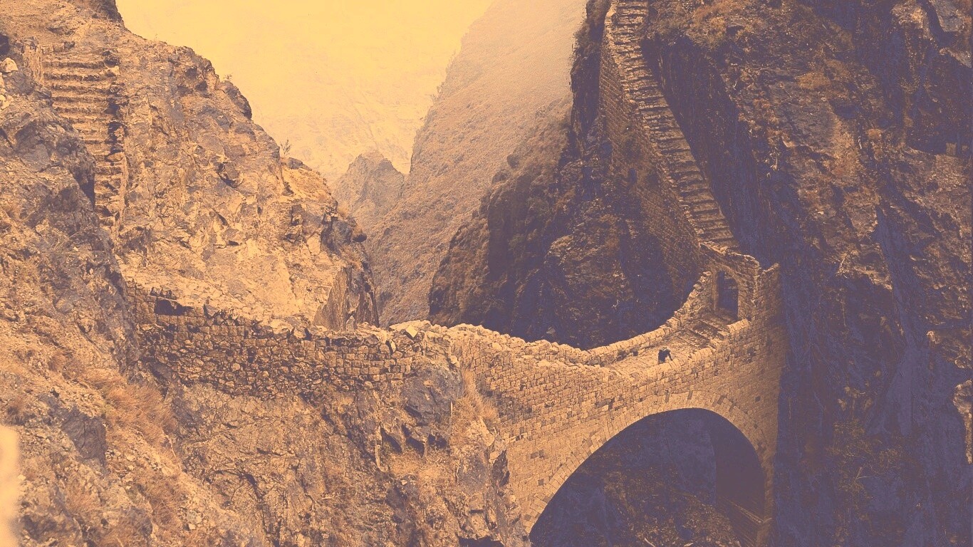 Путь в скалах обои