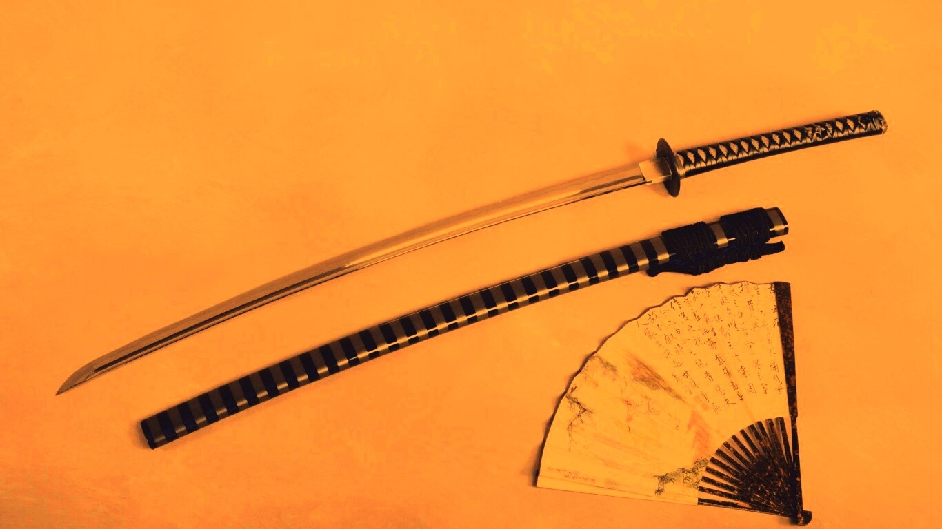 Катана и веер обои