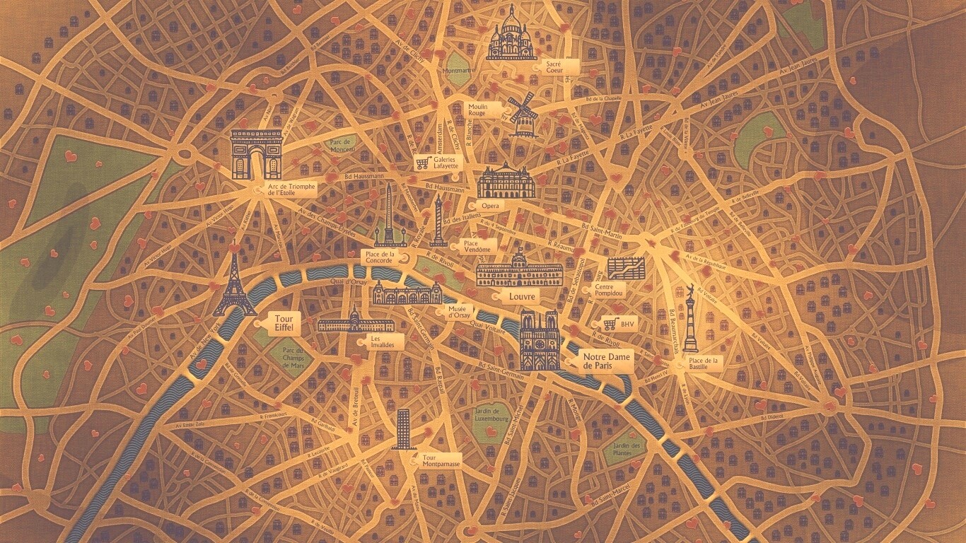 Карта Парижа обои