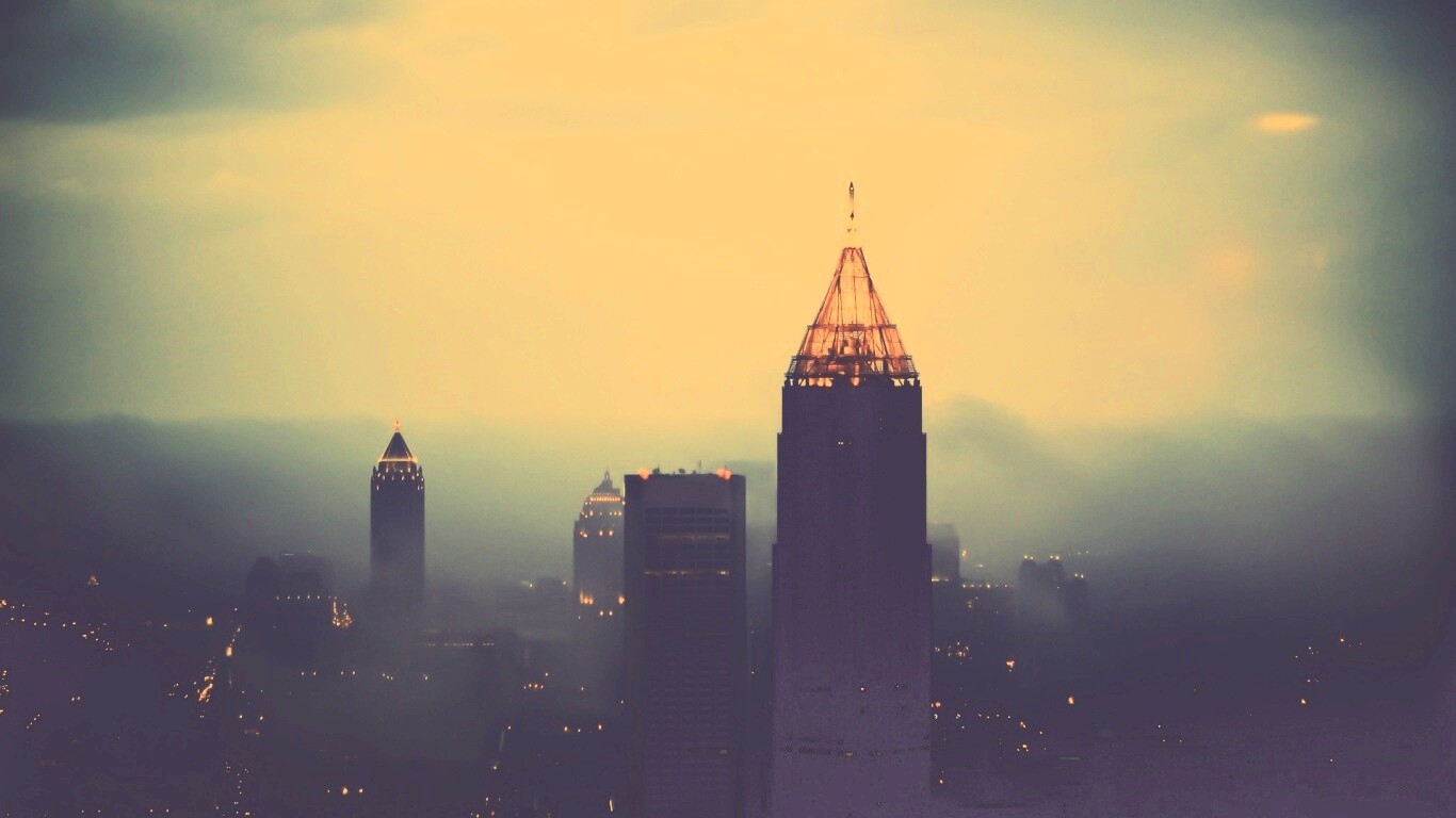 Небоскребы в тумане обои