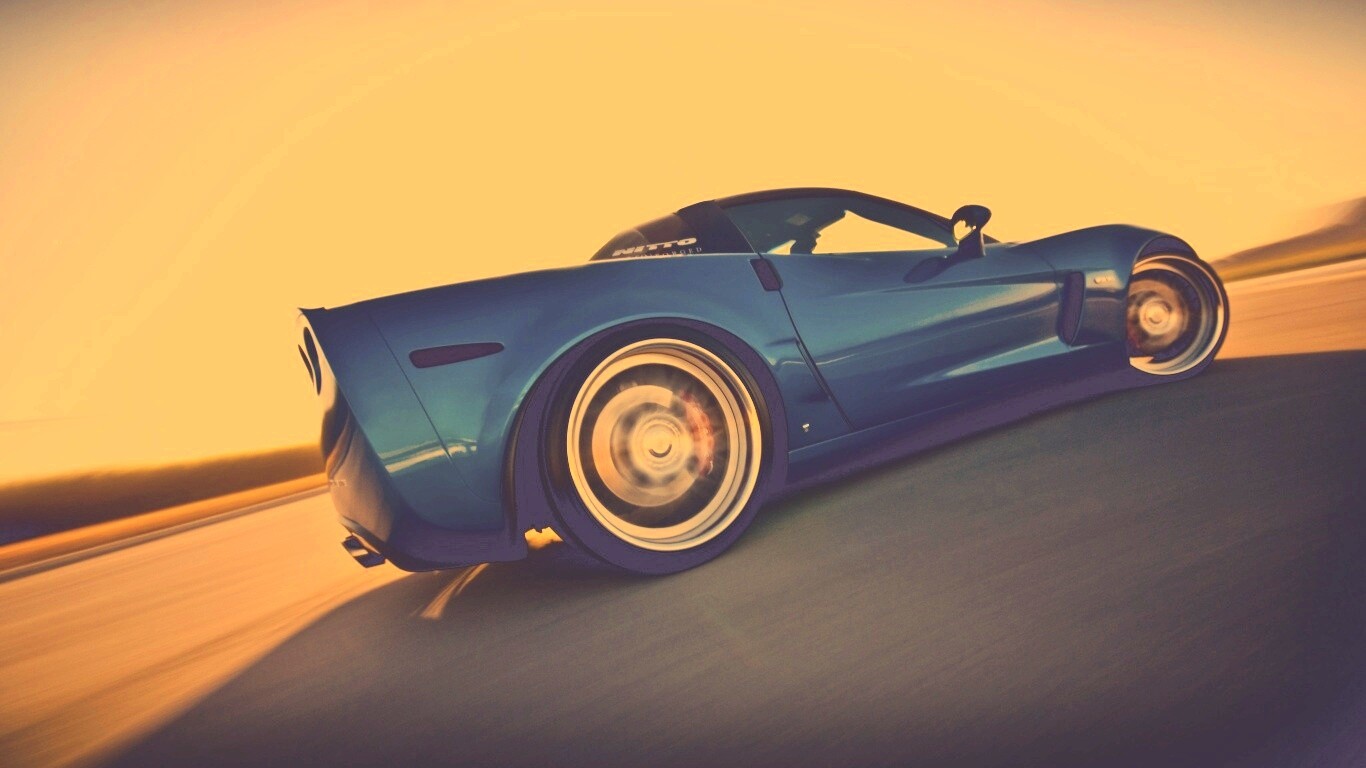 Гоночный спорткар синего цвета обои