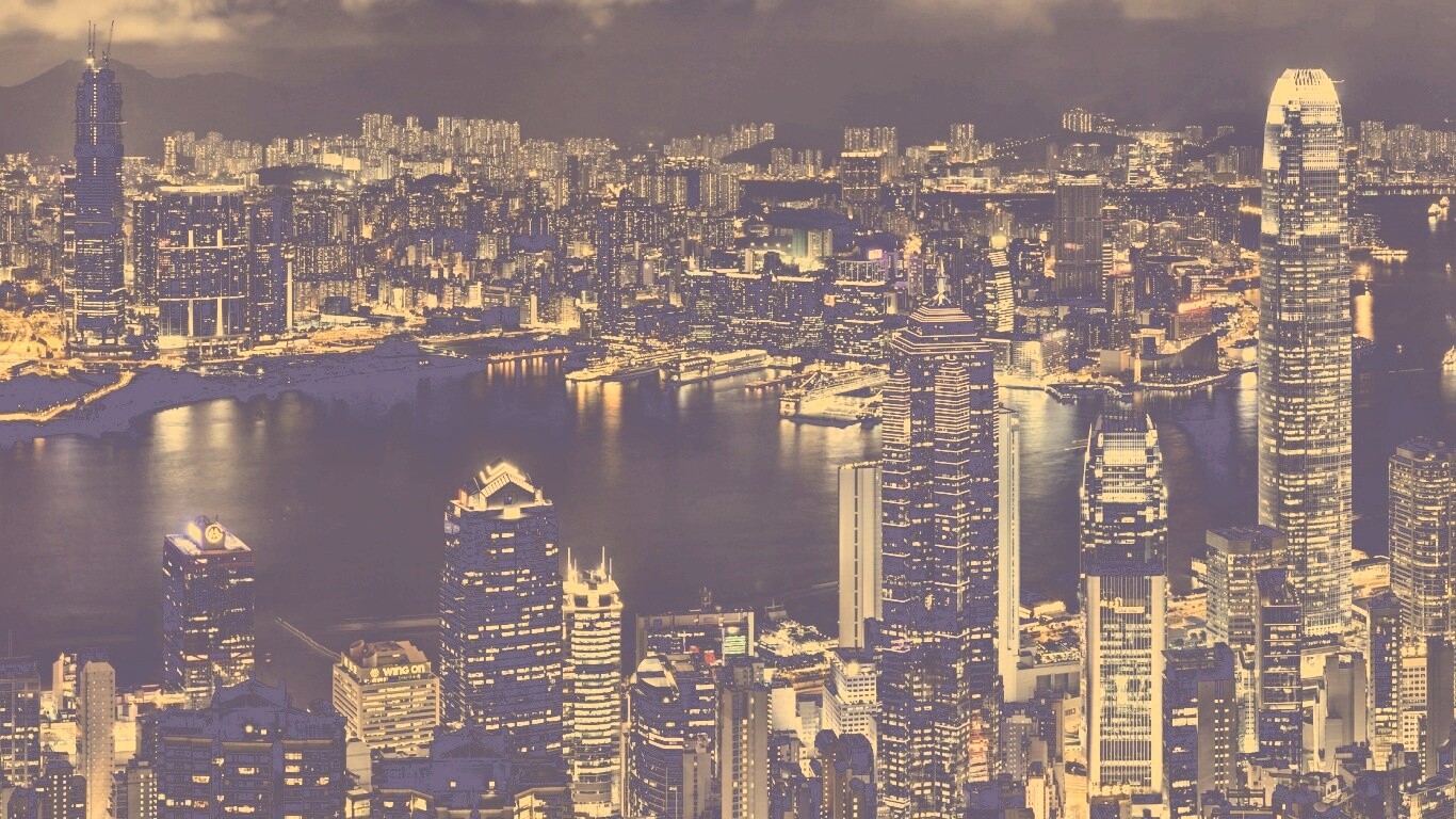 Небоскребы ночью обои