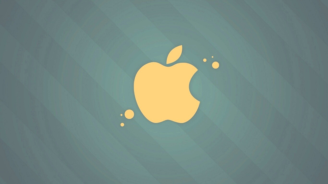 Логотип Apple на фоне голубых полос обои