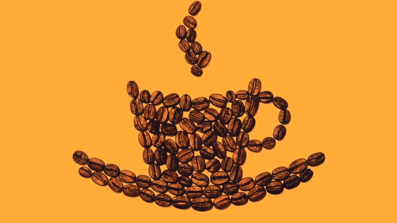 Картина из кофейных зёрен обои