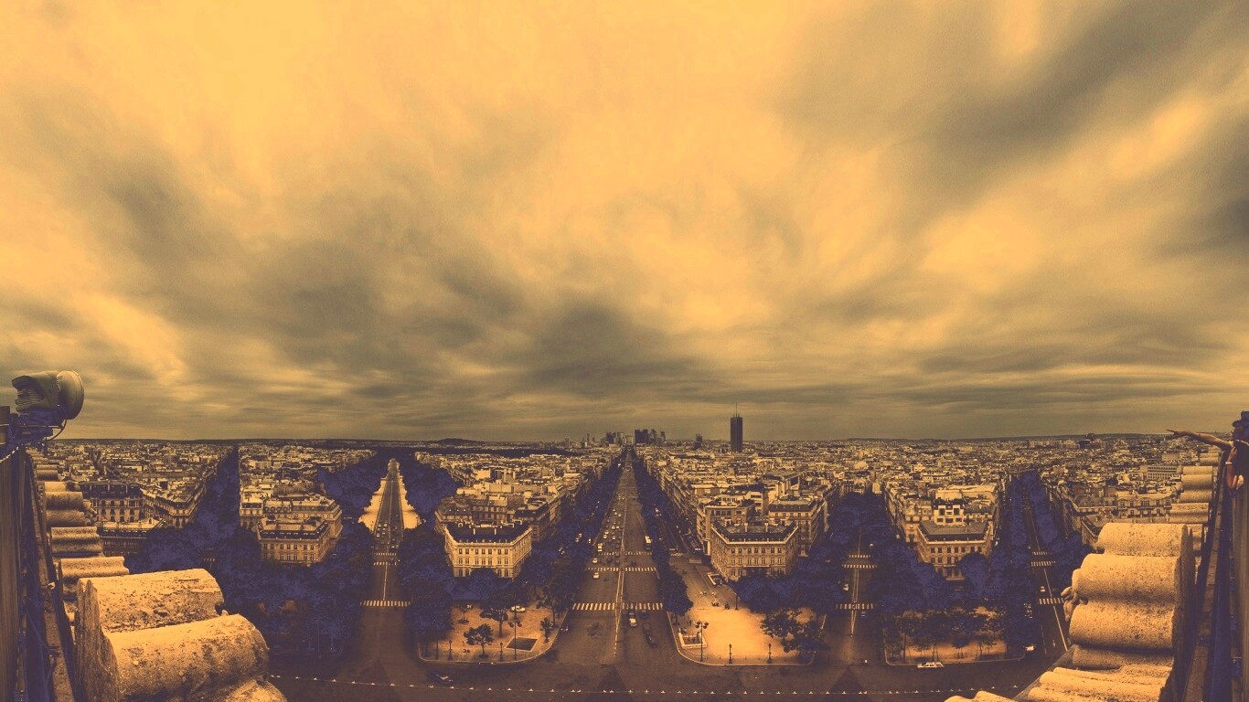 Париж широкоугольным объективном обои