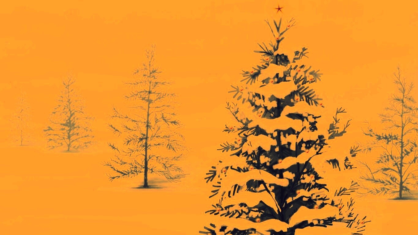 Украшенная ёлочка в лесу обои