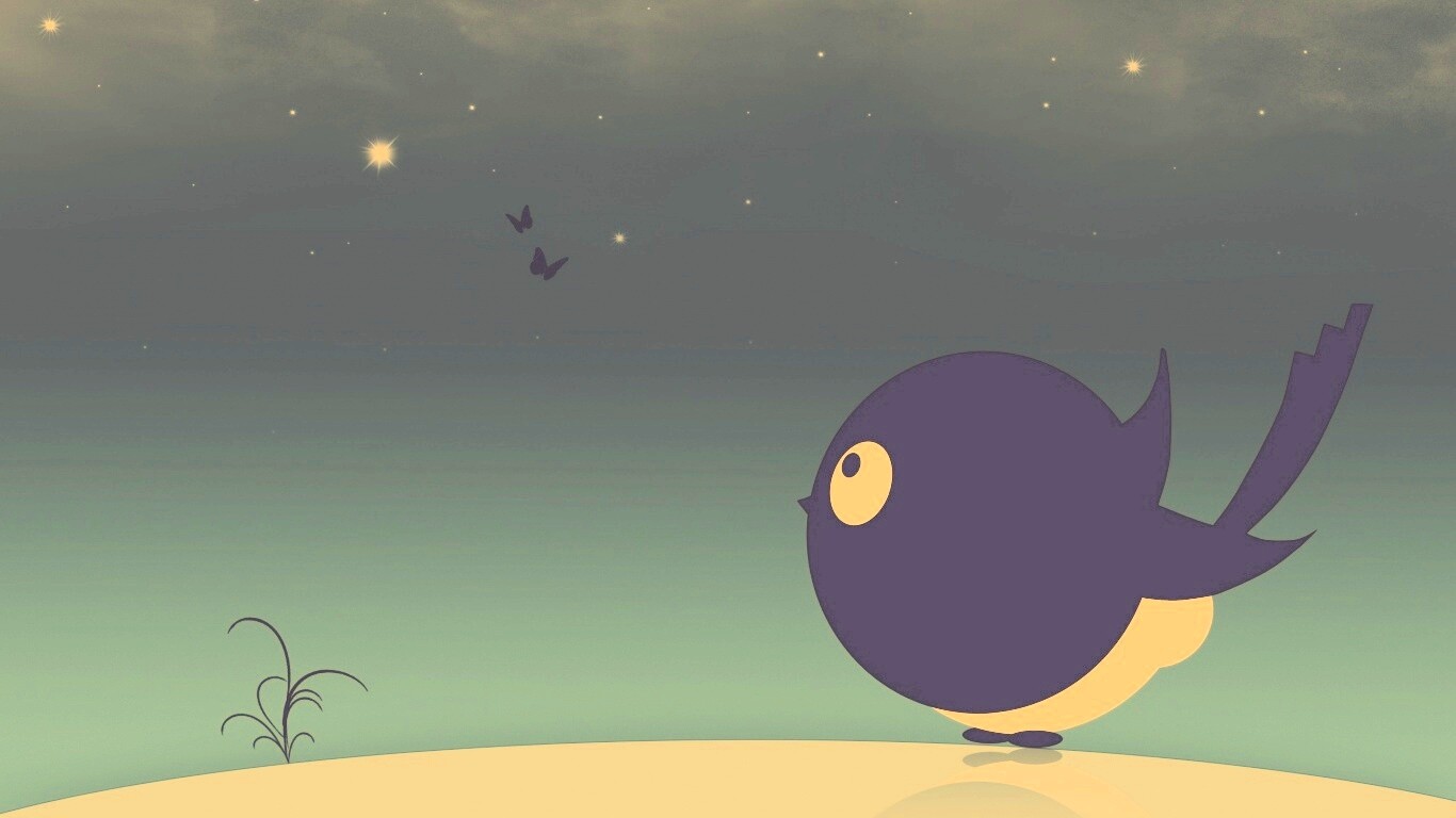 Нарисованная птичка обои