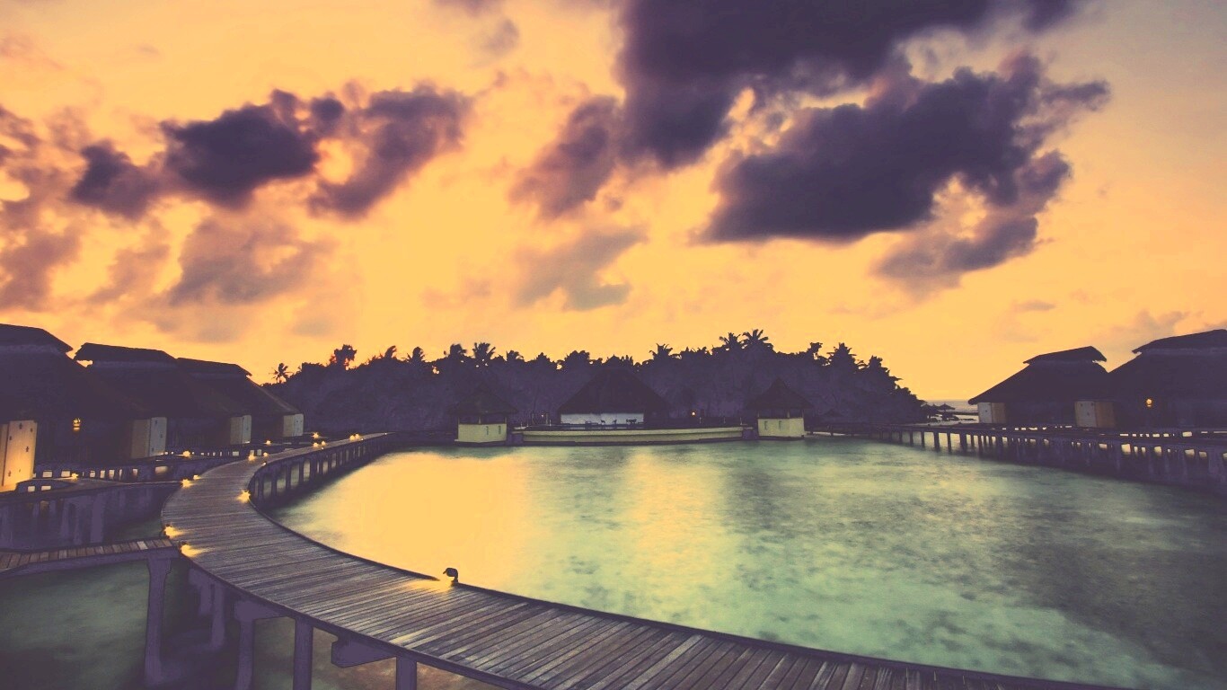 Бунгало на воде обои