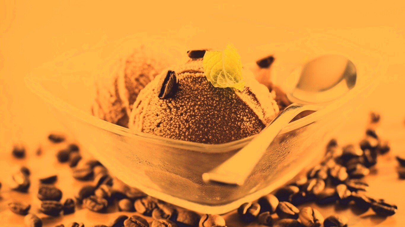 Кофейное мороженое с листиком мяты обои