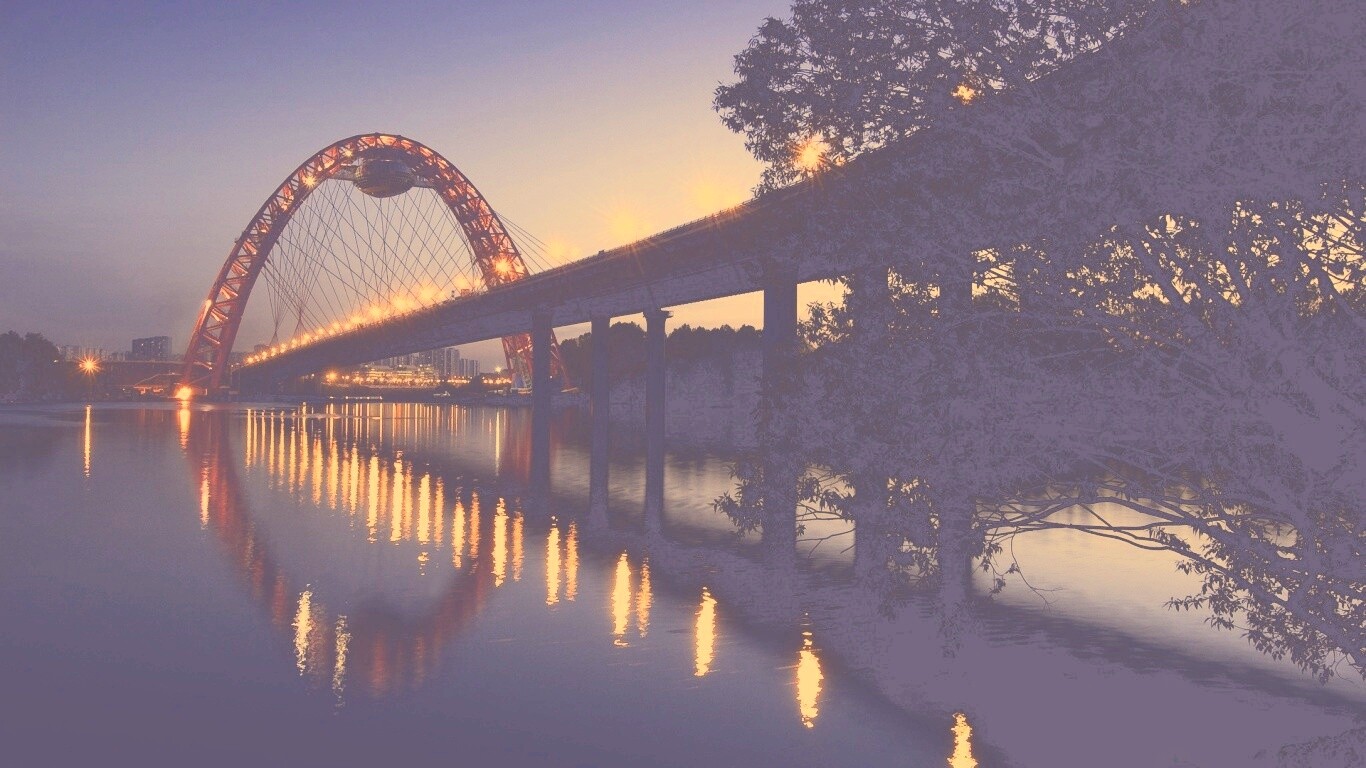 Мост в сумерках обои