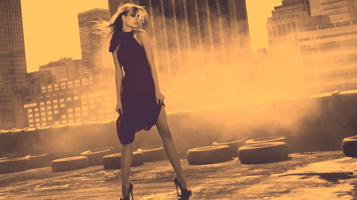 Девушка в красном обои