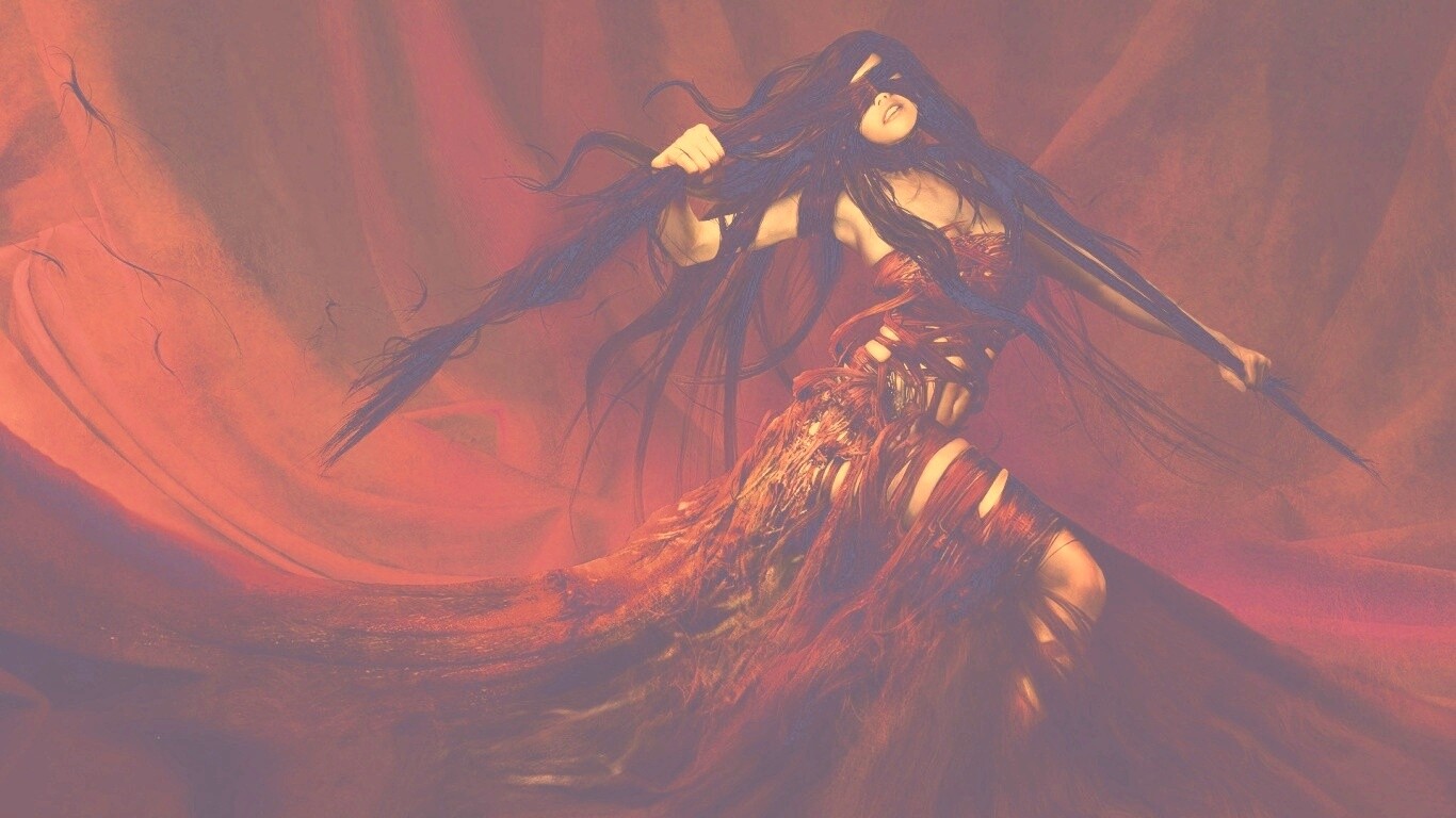 Девушка в красной мантии обои