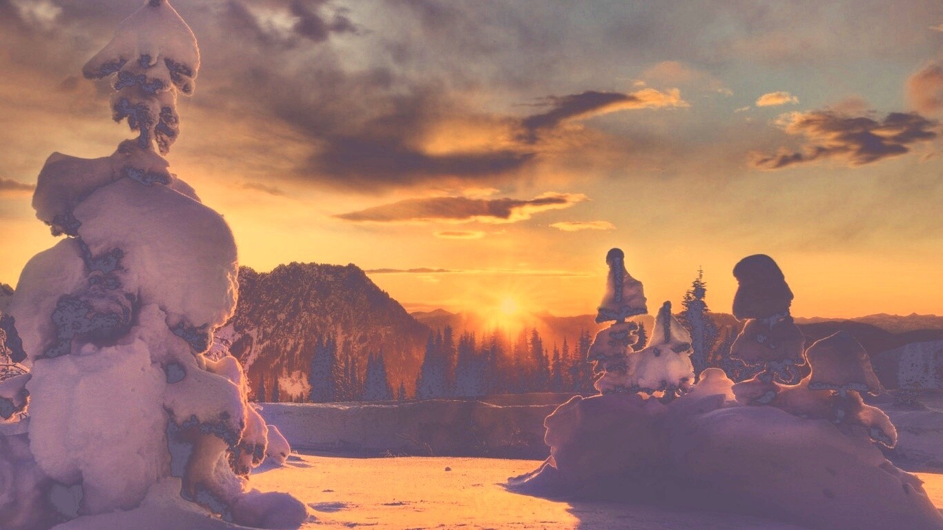 Зимнее солнце обои