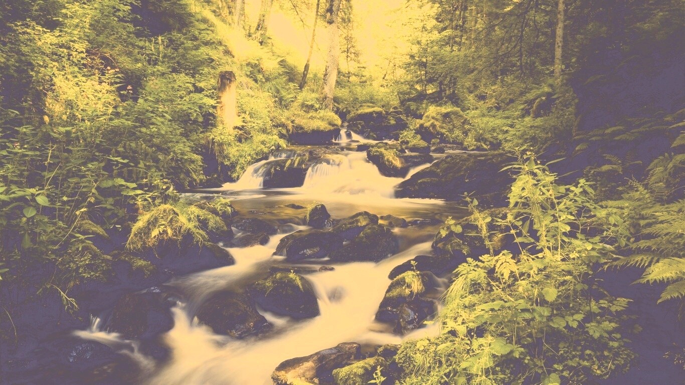 Живописный лесной водопад обои