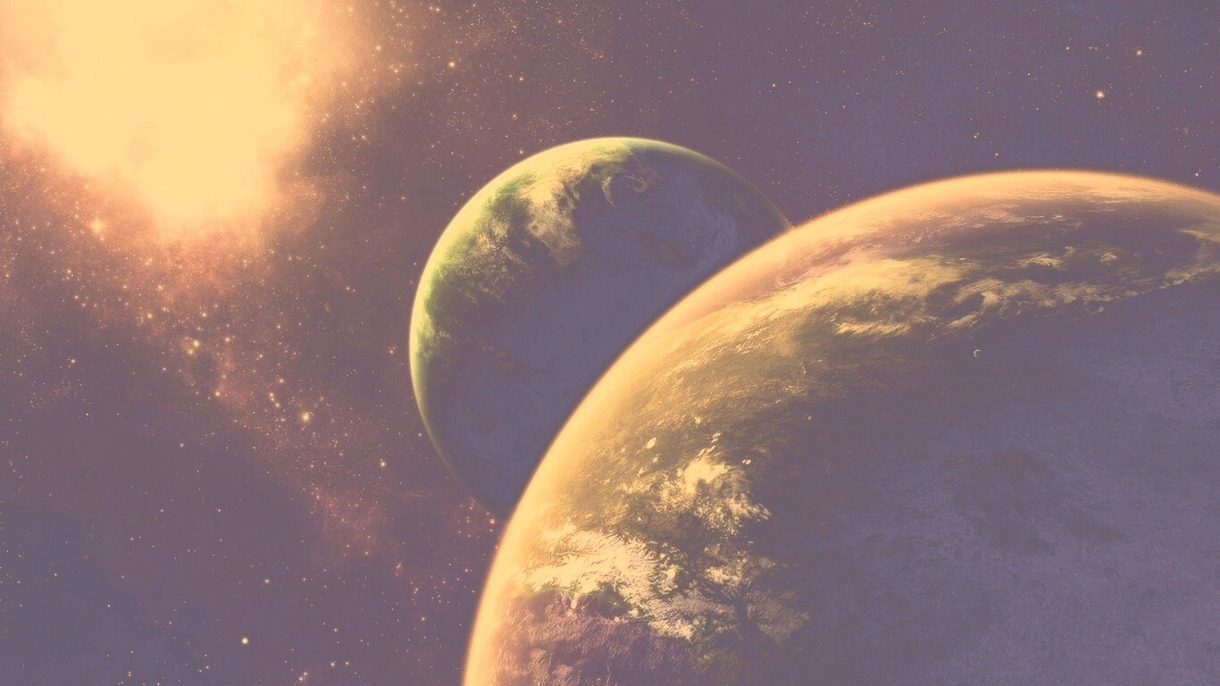 Две планеты в космосе обои