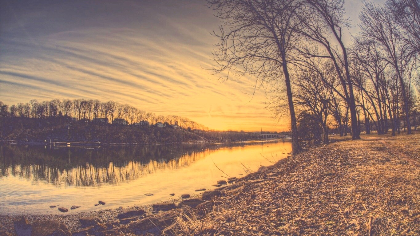 Осенний закат обои