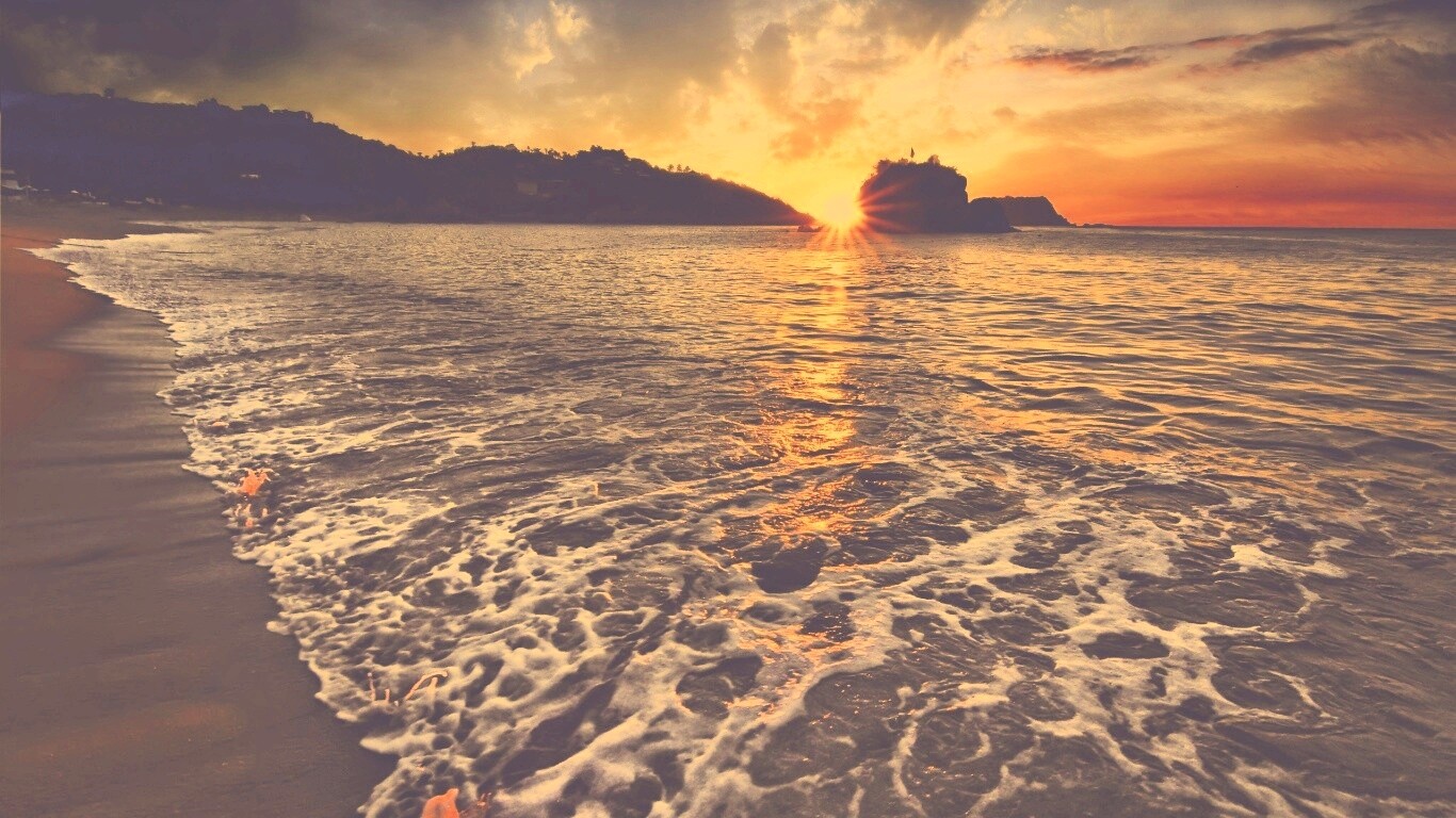 Закат в лагуне обои