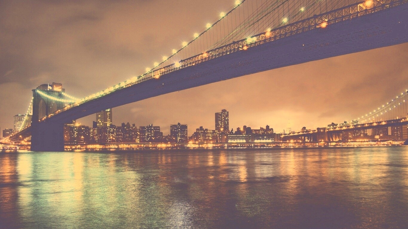 Мост в огнях обои