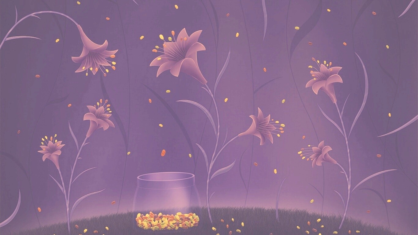 Волшебные цветы и конфетки обои