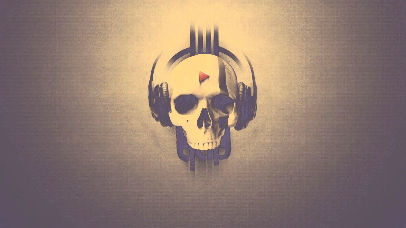 Череп в наушниках обои